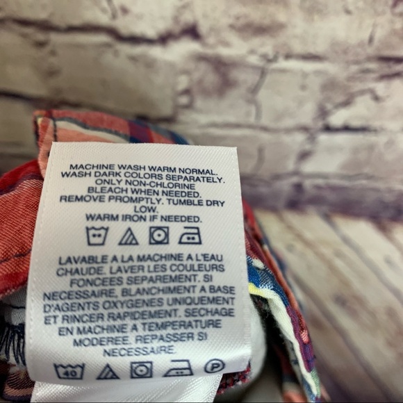 Lands End Red Check Cotton Chino Shorts - Picture 8 of 9